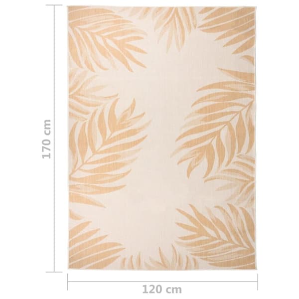 vidaXL Utendørs flatvevd teppe 120x170 cm bladmønster