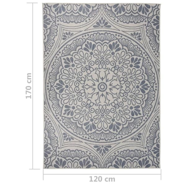 vidaXL Utomhusmatta plattvävd 120x170 cm blått tryck