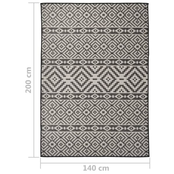 vidaXL Utomhusmatta plattvävd 140x200 cm svarta ränder