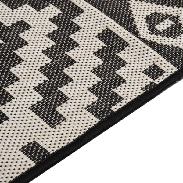 vidaXL Ulkomatto Flatweave 140x200 cm mustat raidat