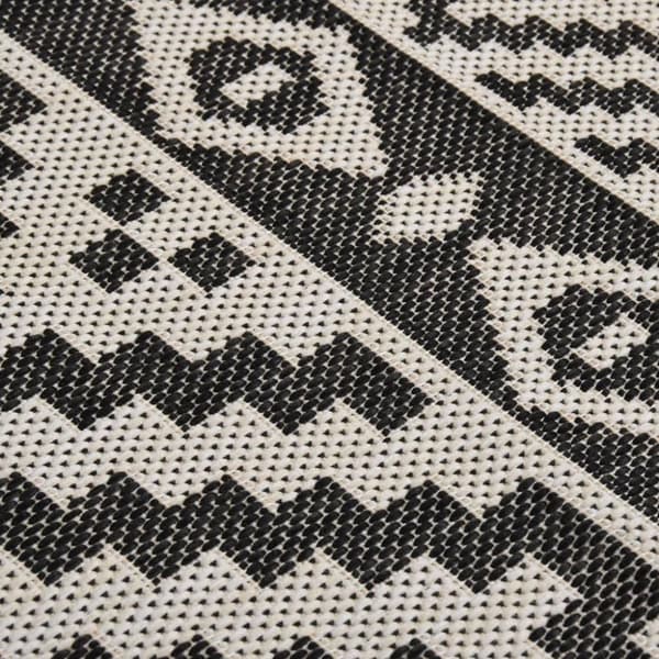 vidaXL Ulkomatto Flatweave 140x200 cm mustat raidat