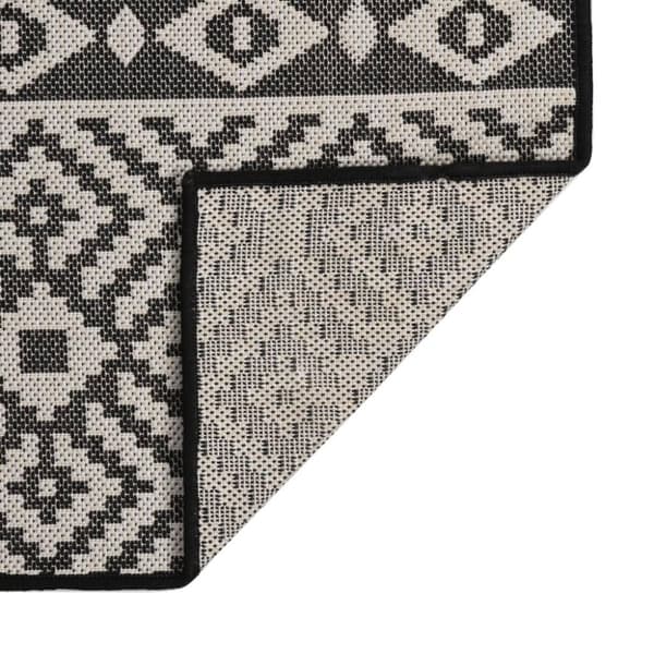 vidaXL Ulkomatto Flatweave 140x200 cm mustat raidat