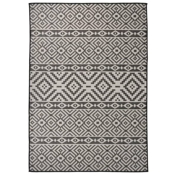 vidaXL fladvævet udendørstæppe 140x200 cm stribet sort