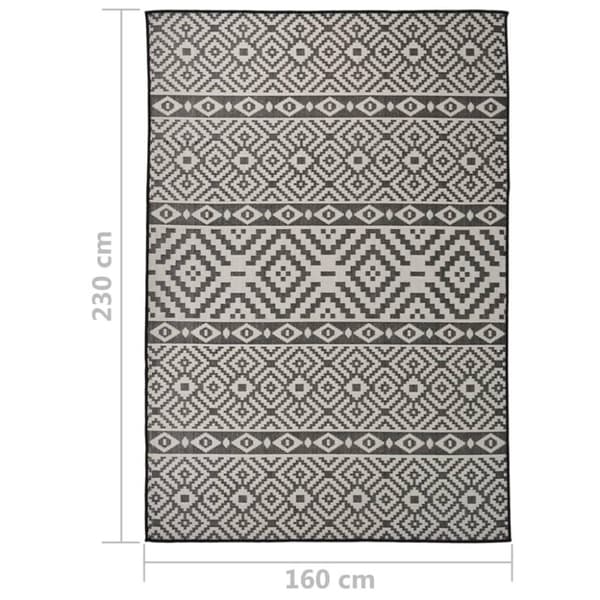 vidaXL fladvævet udendørstæppe 160x230 cm stribet sort