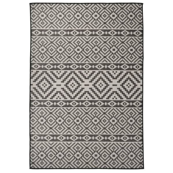 vidaXL fladvævet udendørstæppe 160x230 cm stribet sort