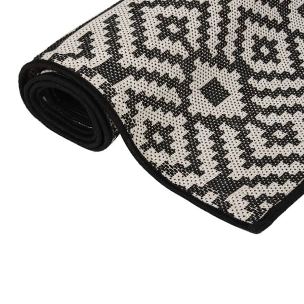 vidaXL Utendørs flatvevd teppe 160x230 cm svart striper