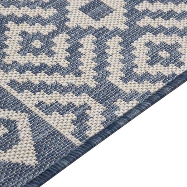 vidaXL Ulkomatto Flatweave 120x170 cm siniset raidat