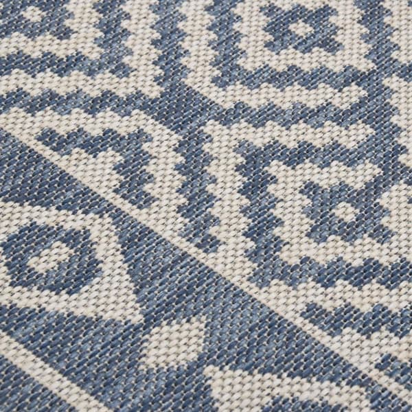 vidaXL Ulkomatto Flatweave 120x170 cm siniset raidat