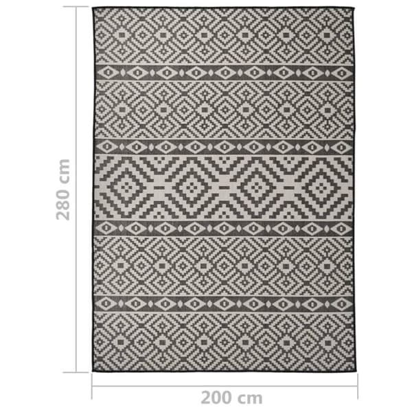 vidaXL Ulkomatto Flatweave 200x280 cm mustat raidat