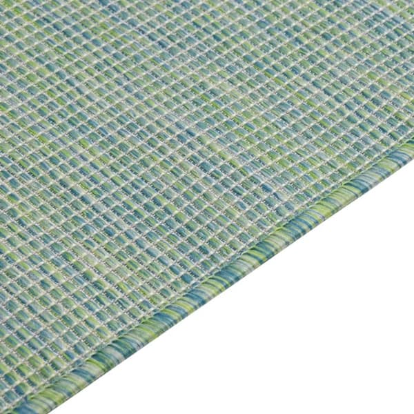vidaXL Utendørs flatvevd teppe 140x200 cm turkis