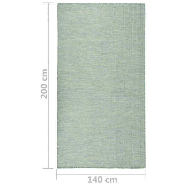 vidaXL Utendørs flatvevd teppe 140x200 cm turkis