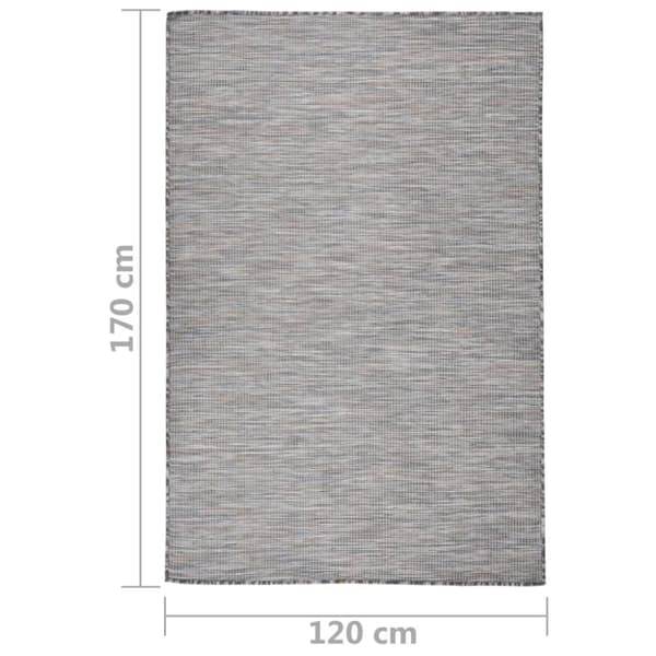 vidaXL Utendørs flatvevd teppe 120x170 cm brun og blå