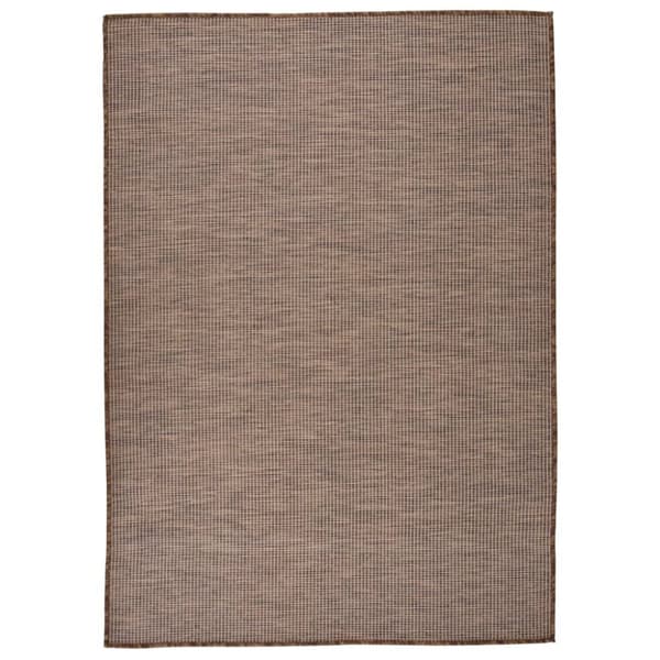 vidaXL Utendørs flatvevd teppe 140x200 cm brun