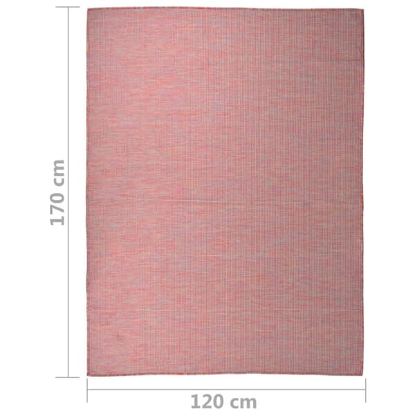 vidaXL fladvævet udendørstæppe 120x170 cm rød
