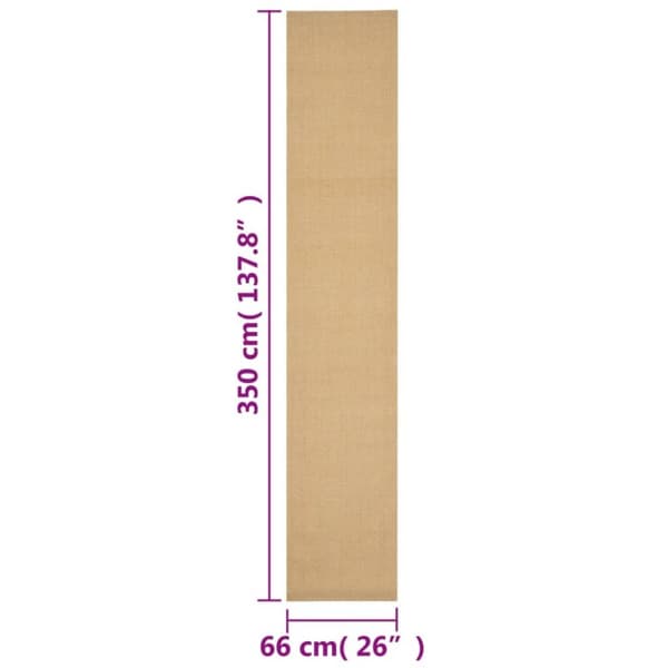 vidaXL Teppe naturlig sisal 66x350 cm