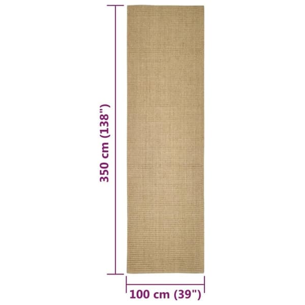 vidaXL Teppe naturlig sisal 100x350 cm