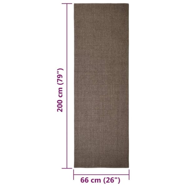 vidaXL Teppe naturlig sisal 66x200 cm brun
