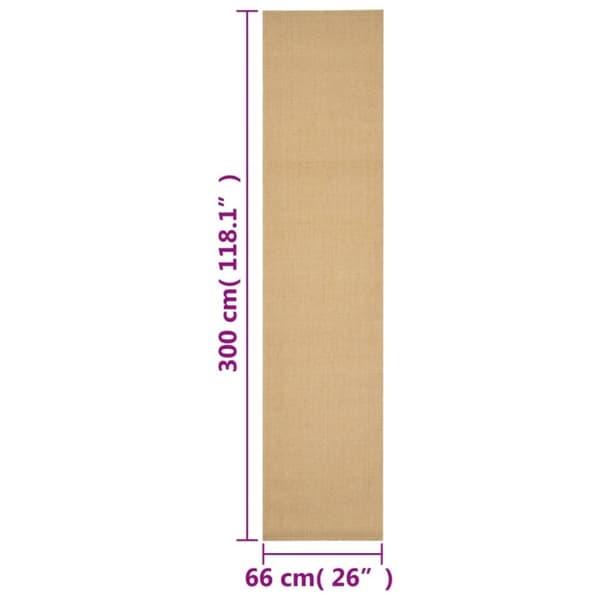 vidaXL Teppe naturlig sisal 66x300 cm