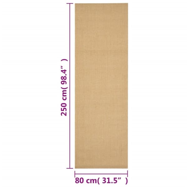 vidaXL Teppe naturlig sisal 80x250 cm