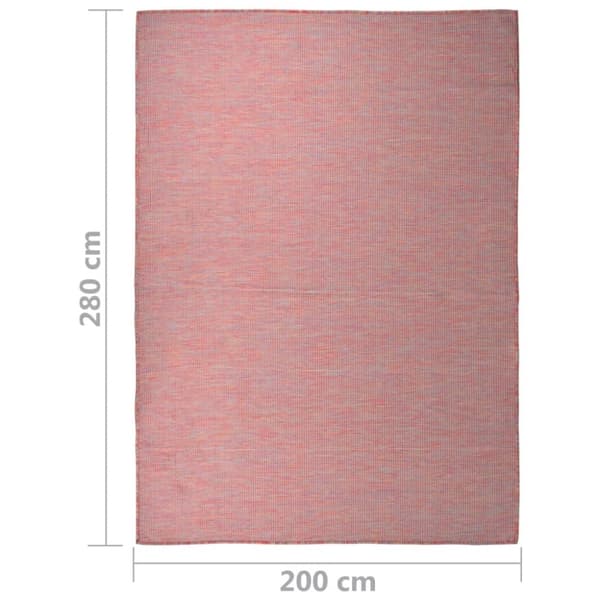 vidaXL Utendørs flatvevd teppe 200x280 cm rød