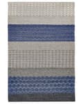 Miniatyrbillede 1 af 5: Gulvtæppe Blå Grå Uld Polyester og Filt 160 x 220 cm Rektangulær Jacquardvævet Stribet Mønster Soveværelse Entré Moderne Indretning Tilbehør