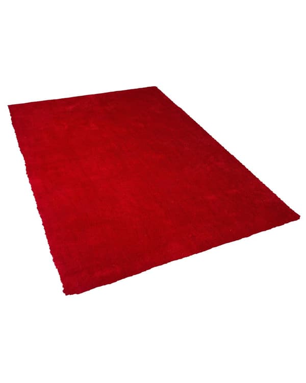 Gulvtæppe Rød Polyester og Bomuld 160 x 230 cm Moderne Shaggy Korthåret Fluffy Tæppe til Under Sofa og Spisebord Tilbehør Soveværelse stil