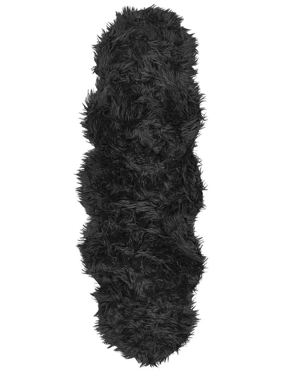 Konstgjord fårskinnsmatta Svart Akryl 180 x 60 cm Glam Fur Fluffigt Sovrum Vardagsrum