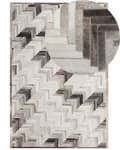 Miniatyrbillede 1 af 6: Gulvtæppe Grå Beige Læder og Filt 140 x 200 cm Rektangulær Patchwork 3D Effekt Koskind Mønster Soveværelse Stue Entré Boho Retro Indretning