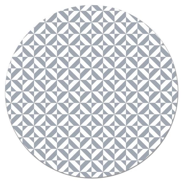 Rund Panorama Vinylmatta Blå Geometri 100x100 cm - Matta för kök, kontor och vardagsrum i PVC
