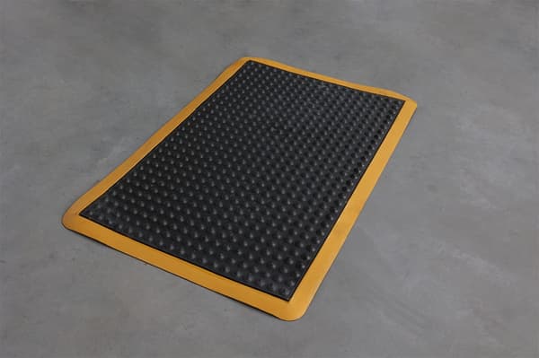Ergonominen työpajamatto - Väsymistä estävä matto - Keltaisella reunalla - 60x90 cm