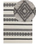 Miniatyrbillede 1 af 6: Gulvtæppe Beige Grå Uld og Polyester 140x200 cm Dekorativ Rektangulær Uldtæppe til Stue under Sofabord til Spisebord Tilbehør Boho Indretning