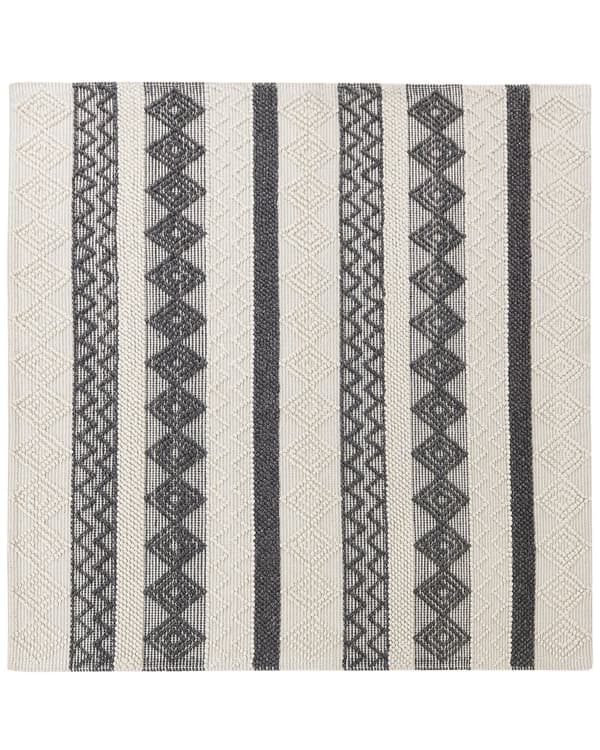 Gulvtæppe Beige Grå Uld og Polyester 200 x 200 cm Dekorativ Firkantet Uldtæppe til Stue under Sofabord til Spisebord Tilbehør Boho Indretning