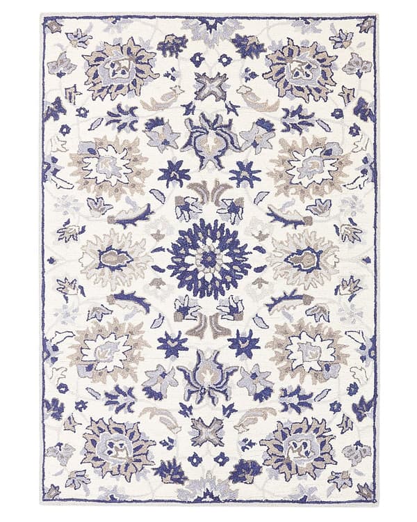 Tæppe Beige og Blå Uld 140 x 200 cm Tykt tæt luv orientalsk mønster