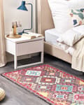 Miniatyrbillede 2 af 6: Tæppe Multifarvet Uld 80 x 150 cm Tykt Tæt Luv Orientalsk Mønster Kilim