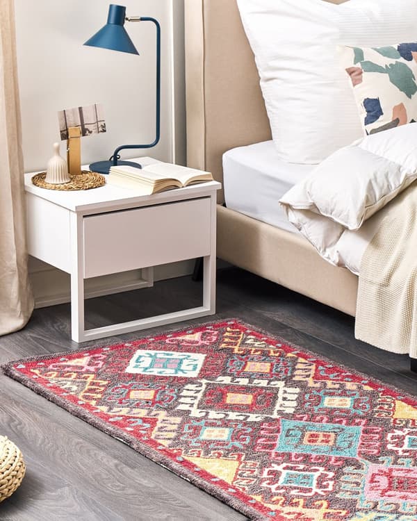 Tæppe Multifarvet Uld 80 x 150 cm Tykt Tæt Luv Orientalsk Mønster Kilim