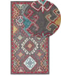 Miniatyrbillede 1 af 6: Tæppe Multifarvet Uld 80 x 150 cm Tykt Tæt Luv Orientalsk Mønster Kilim