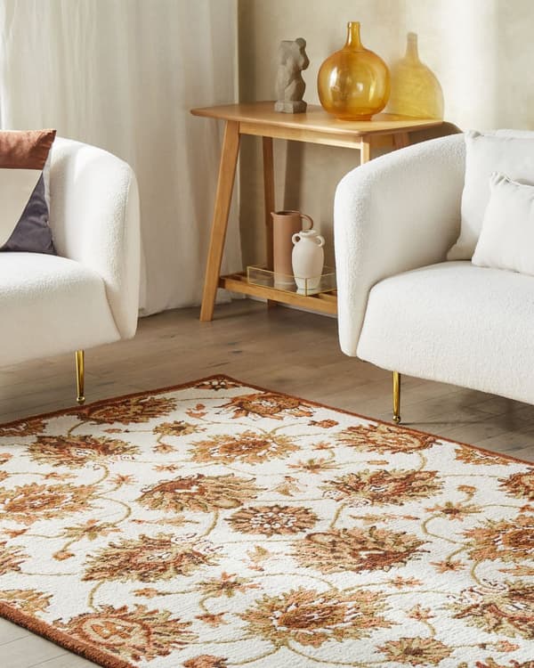 Matto beige ruskea 140 x 200 cm villa itämainen kuvio suorakulmio maalaismainen