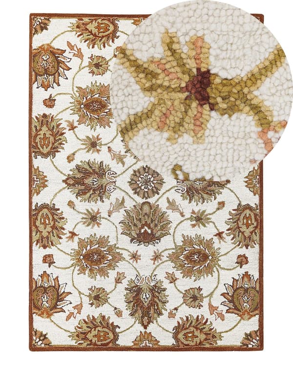 Matto beige ruskea 140 x 200 cm villa itämainen kuvio suorakulmio maalaismainen