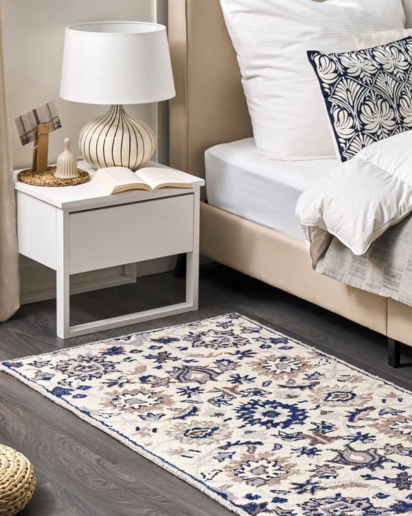 Matto beige sininen 80 x 150 cm villa itämainen kuvio suorakulmio perinteinen