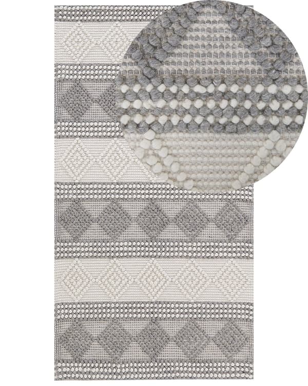 Matto vaalea beige harmaa 80 x 150 cm villa geometrinen kuvio suorakulmio moderni boho