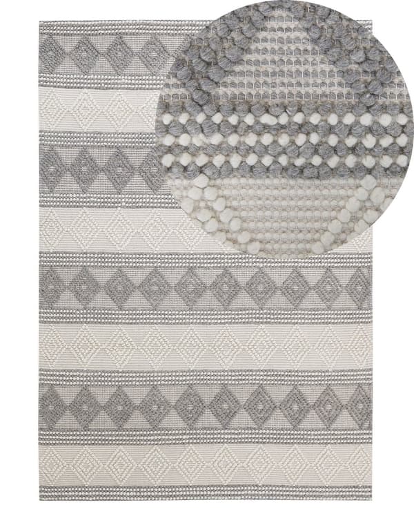 Matto vaalea beige harmaa 140 x 200 cm villa geometrinen kuvio suorakulmio moderni boho