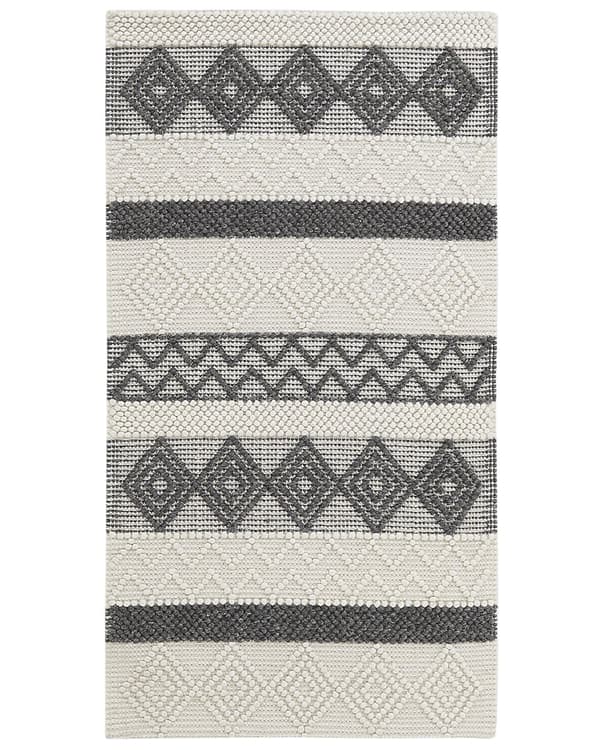 Matto vaalea beige harmaa 80 x 150 cm villa suorakulmio geometrinen kuvio moderni boho