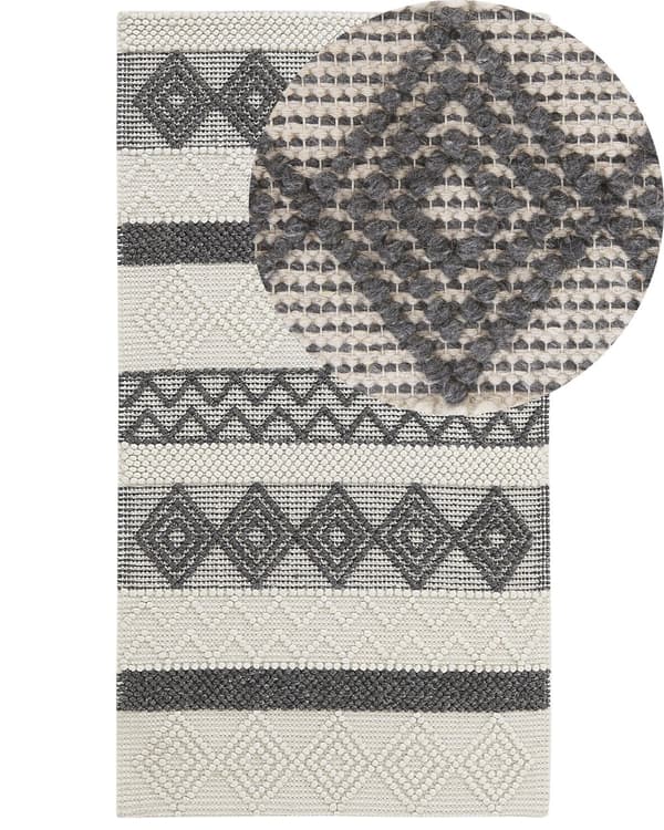 Matto vaalea beige harmaa 80 x 150 cm villa suorakulmio geometrinen kuvio moderni boho