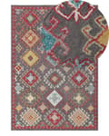 Miniatyrbild 1 av 6: Matta Flerfärgad Ull 80 x 150 cm Tjock tät lugg Orientaliskt mönster Kilim