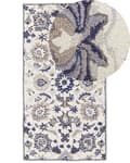 Miniatyrbild 1 av 6: Matta Beige och Blå Ull 80 x 150 cm Tjock Tät lugg Orientaliskt mönster