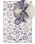 Miniatyrbild 1 av 6: Matta Beige och Blå Ull 140 x 200 cm Tjock Tät lugg Orientaliskt mönster