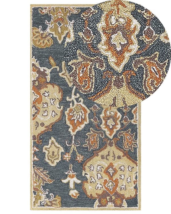Matta Flerfärgad Ull 80 x 150 cm Tjock tät lugg Orientaliskt mönster