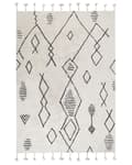 Miniatyrbillede 1 af 5: Tæppe off-white sort bomuld 160 x 230 cm geometrisk mønster runer Stamme kvaster Orientalsk