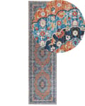 Miniatyrbillede 1 af 6: Løbertæppe Løber Blå og Orange Polyester 80 x 300 cm Orientalsk nødstedte Stue Soveværelsesdekorationer