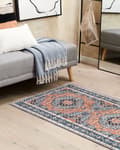 Miniatyrbillede 2 af 6: Løbertæppe Blå og Orange Polyester 70 x 200 cm Orientalsk nødstedte Stue Soveværelsesdekorationer